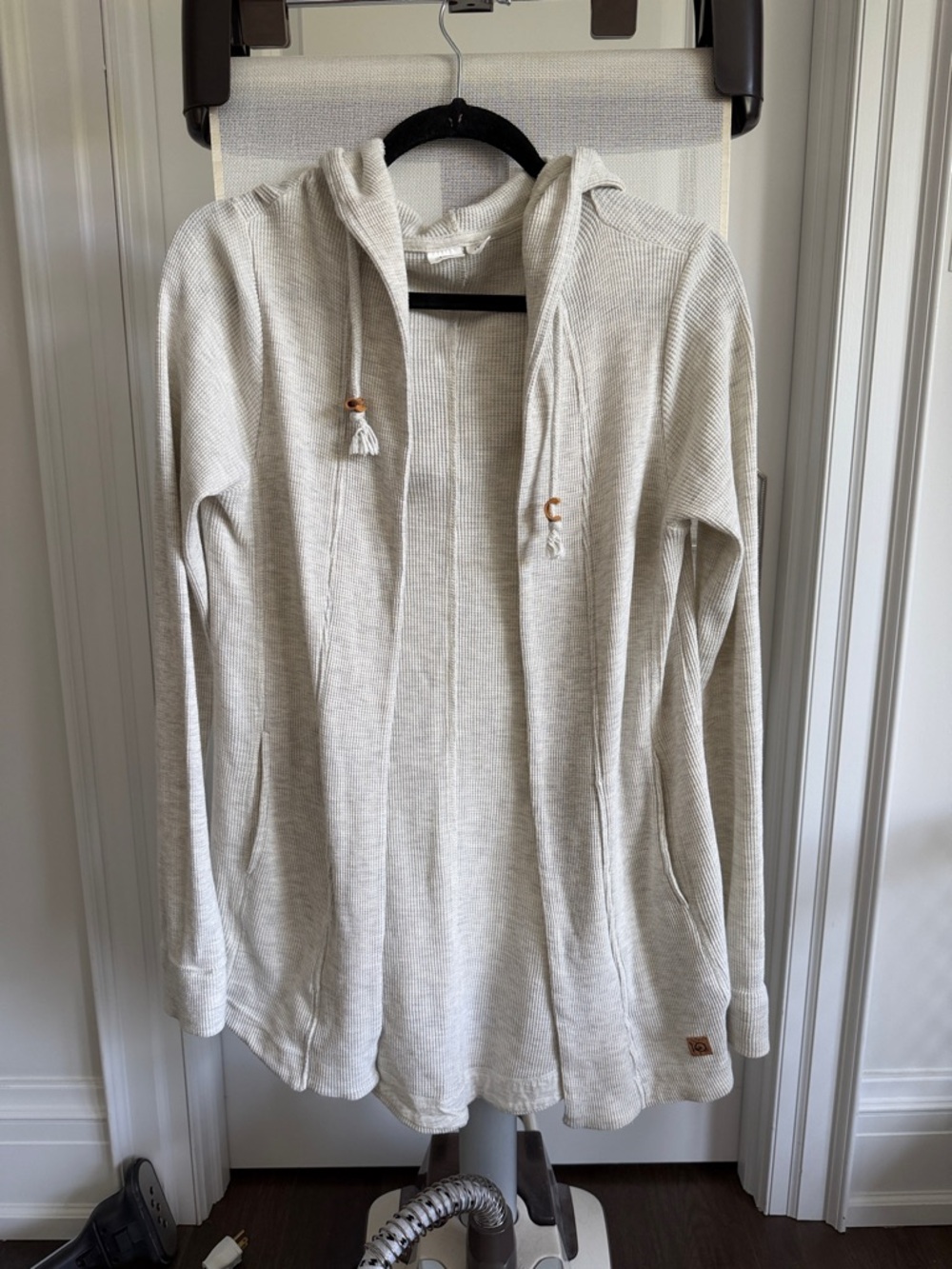 tentree Light Beige Hooded Open-Front Cardigan